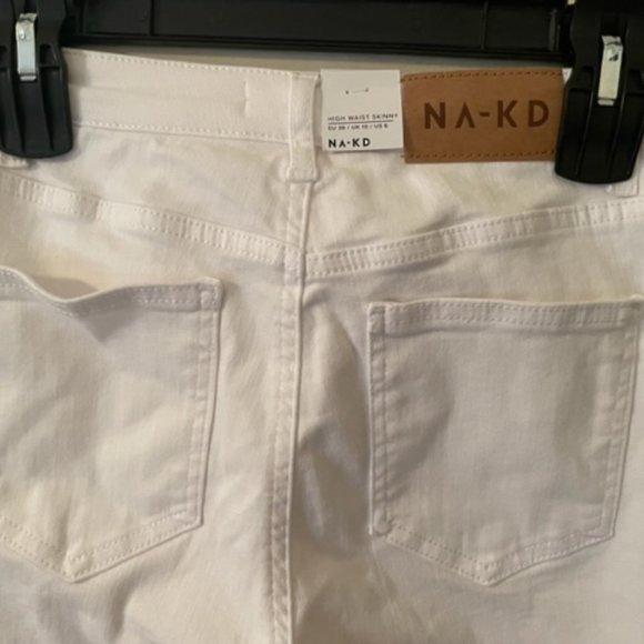 NA-KD High Waist Skinny EU 36 White Jeans NWTs Straight Leg NICE! - Picture 7 of 8